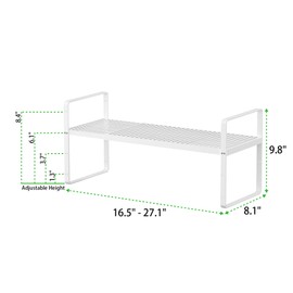 SOFRON Expandable Cabinet Storage Shelf Stackable Organizer Rack for Kitchen Bathroom Pantry Spice Cupboard Coffee Countertop Home Office Desk Heavy Duty Nonslip White Small 1 PACK
