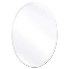 USHOWER 20"x28" Frameless Oval Wall Mirror for Bathroom/Vanity, Beveled Edge, Simple & Elegant Look