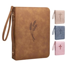 JUST BLESSED Elegant PU Leather Bible Cover Case for Women Men - Minimalist Bible Cover - Classic Bible Covers for Women - Bible Case/Bible Cases for Woman - Bible Carrying Case for Women Men