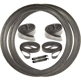 City Slick Mountain Beach Cruiser Street Leisure Wire Bead Blackwall 26 x 1.95 OEM Replacement Bike Tire K838 Tube Rim Strip Lever Kit Bundle