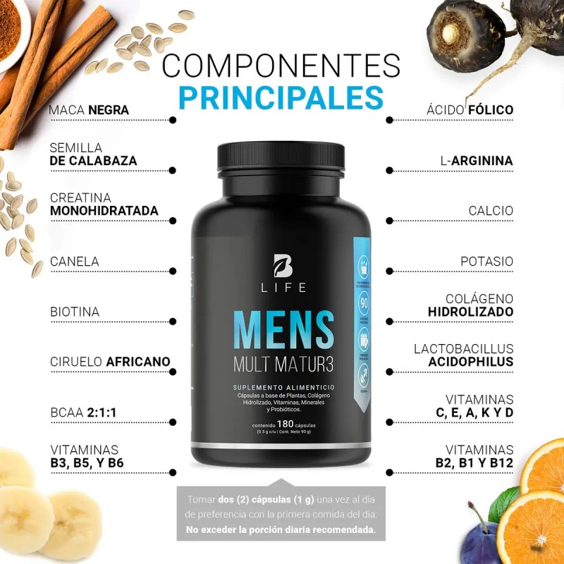 Multivitamico Hombre Mayor Años 180 Cáps Life Sabor