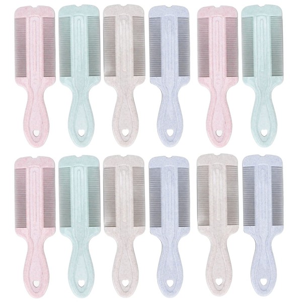 Pack of 12 Flea Lice Combs, Professional Double-Sided Lice Comb,