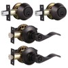 Probrico Exterior Door Lock Set Bronze Front Door Handle Lock