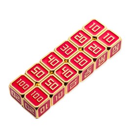 Xrypto Metal Luxury Metal Counter Dice Damage Counter (10.20.30.40.50.100, Gold Red)