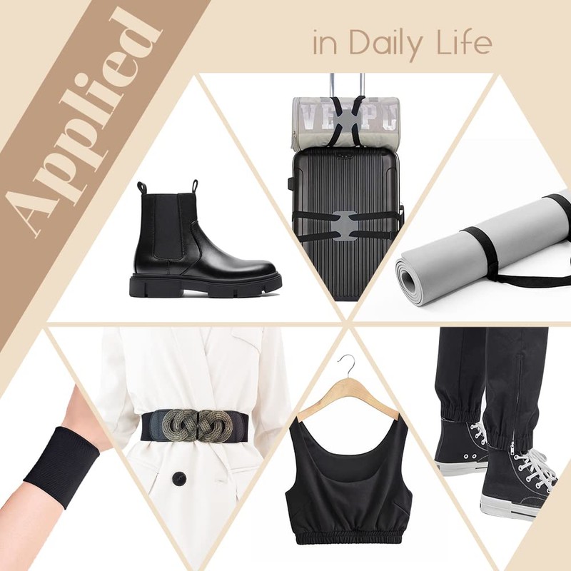 Dreamlover Black Elastic Bands for Sewing, 2 Inch x 6