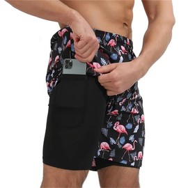 Jopenope Men's Quick Dry 4-Way Stretch Swim Trunks with Compression Liner - Summer Beach Shorts