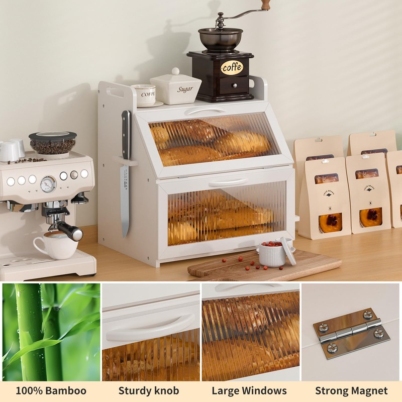 Bread Box, Bread Box for Kitchen Countertop, Large Bread Storage