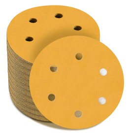 6 Inch - 6 Hole Hook and Loop Sanding Discs 220 Grit, Random Orbital Sandpaper for Automotive and Woodworking - 100 Pack