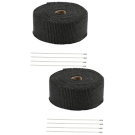 Mobestech 2pcs Fiber Wrap Tape Exhaust Roll for Car Motorcycle High Temp Resistance Heat Shockproof Exhaust Hose Protection