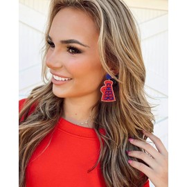 Game Day Earrings for Women,Beaded Rhinestone CHEER Megaphone Dangling Earrings Team Sports Football Baseball Game Day Jewelry Gifts