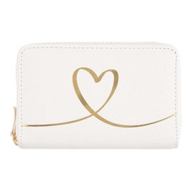 DRAEGER Paris - Purse - 15 x 2.5 x 9.5 cm - Green/Gold - Zip - Fashion Accessory - Fashion Trend - Gift Idea for Friends, Family, Mother's Day, Girlfriend, White