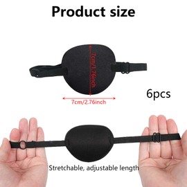 6 Pcs Medical Eye Patches for Adults, Eye Patches for Adults Medical, Eye Patch, Eye Patches for Adults, 3D Concave Design Pirate Eye Patch for Amblyopia, Strabismus Left & Right Eye - Black
