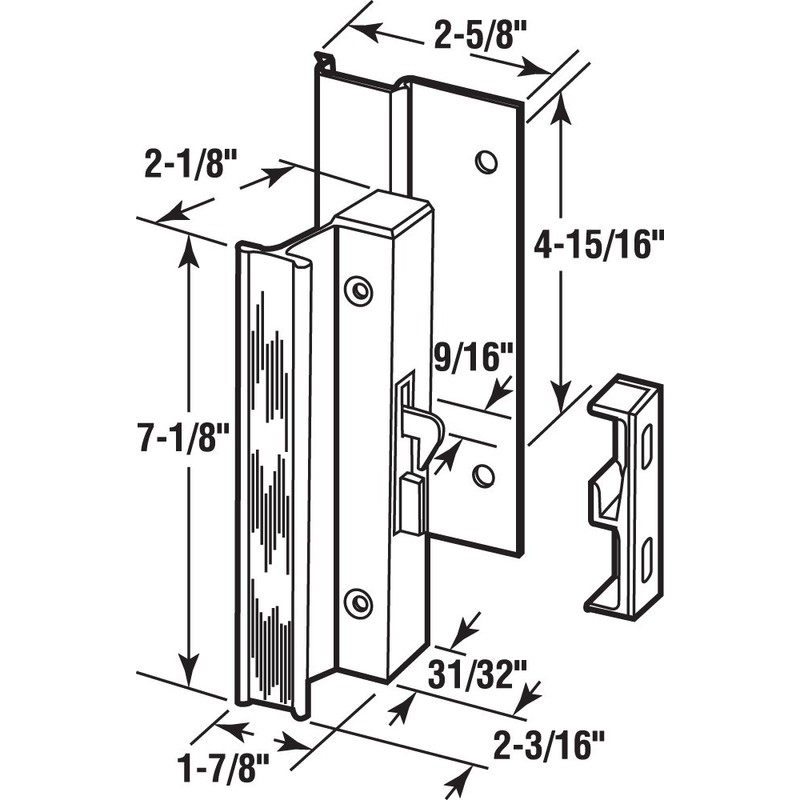 Prime-Line C 1003 Black Aluminum, Sliding Door Handle Set with