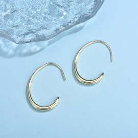 Shuxin Hoop Earrings for Women Large Big Teardrop Earrings Hypoallergenic Pull Through Dangle Drop Earrings Statement Thin Threader Hoops Earrings Fashion Jewellery for Girls