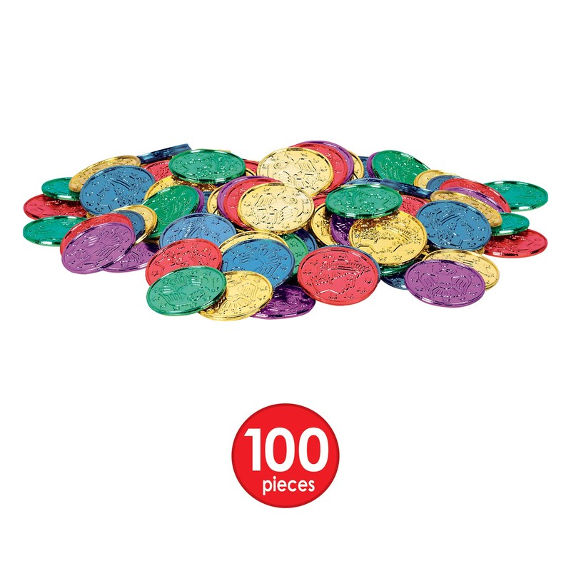 Plastic Coins (asstd colors) (100/Pkg)