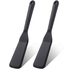 【2 Pack】Plastic Spatula for Nonstick Cookware, Thin Spatulas Silicone Heat Resistant, Pancake Spatula, Small Spatulas for Kitchen Use, Cooking, Flipping, Omelets, Egg, Brownie, Crepe