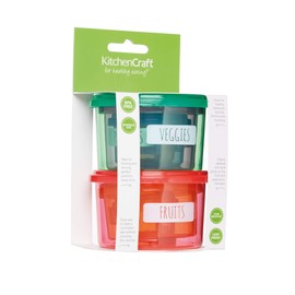 KitchenCraft Food Portion Control Pots, Ingredient Containers, Meal Prep Solution, BPA Free plastic, 9.5 x 7.5 x 16.5 cm, Multi-colour