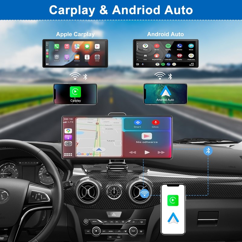 Carplay Screen for Car,10.26" HD IPS Wireless Portable car Stereo