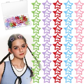 50 PCS Colorful Star Hair Clips, Y2K Star Snap Hair Clips, Metal Non-Slip Stars Clip, Y2K Cute Fun Stars Hairclips Accessories, Snap Barrettes for Girls and Women