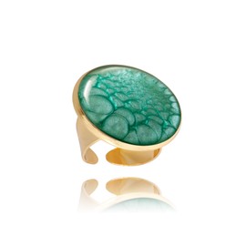 Classic Elegant Round Adjustable Statement Ring for Women (Style 19 - Big Blue Turquoise Gold)