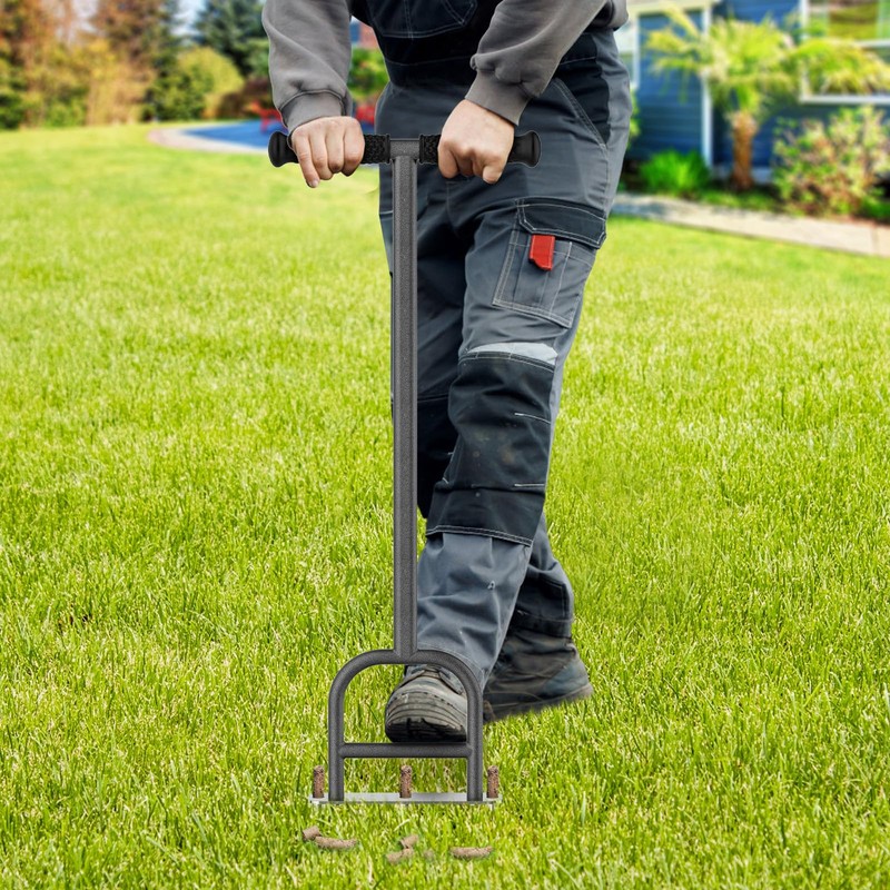 Dolibest Lawn Coring Aerator, Stainless Steel 3 Corer Plug Aerator