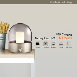 O’Bright Chiara – Cordless LED Table Lamp, 3 Light Modes, Rechargeable Battery Up to 12 Hours, Flameless Candle Lamp for Restaurant, Night Light for Kids Nursery, Bedside Lamp, Brushed Nickel