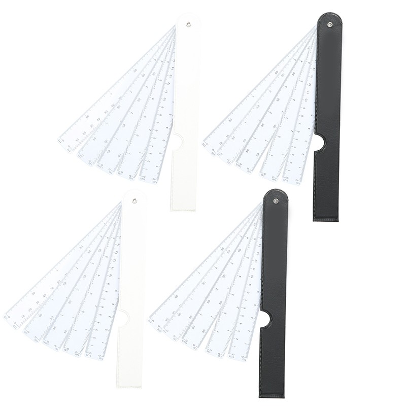 4Pcs Multifunctional Fan Scale Ruler Plastic Drafting Foldable Architect Tool