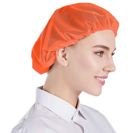 Nanxson 5pcs Chef Hat Reusable Cooking Hair Net for Women Men Chef Works Hats Mesh Hair Nets Cap for Food Service Kitchen, Orange, One Size