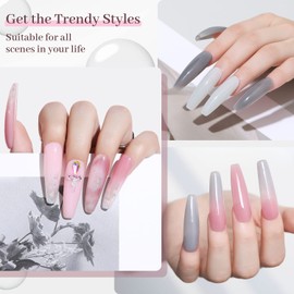 Modelones Polygel Set Poly Gel Nails Pink Red Grey 6 Colours Starter Set Complete with UV Lamp 20 W and Slip Solution Base Top Coat Acrylic Nails for Quick Extension Nail Extension DIY