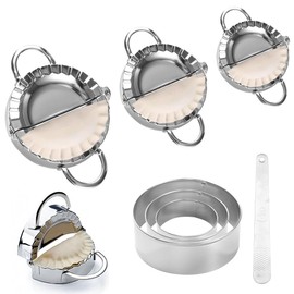 NAROSEBE Set of 7 Ravioli Shapers Stainless Steel Ravioli Dumpling Maker Shaper Ravioli Cutter Set Round Dumpling Maker Ravioli Maker Set with Wooden Handle for Dumpling Ravioli Making