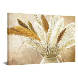 KREATIVE ARTS KREATIVE ARTS Vintage Pampas Grass Wall Art 24x36 Inch Boho Botanical Dried Flower Canvsa Print Neutral Beige Wall Decor for Living Room Bedroom Farmhouse Entryway Rustic Home Artwork Ready to Hang
