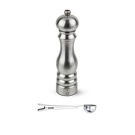 Peugeot Paris Chef u'Select Stainless Steel Pepper Mill - With Stainless Steel Spice Scoop/Bag Clip (9 -Inch, Pepper Mill)