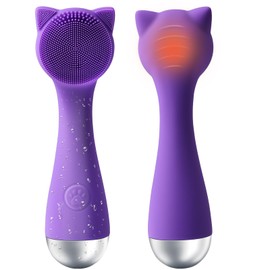 Feoflen Facial Cleansing Brush, Silicone Face Scrubber Exfoliator for Men & Women, Electric Face Brush Waterproof, with 3 Speeds Adjustable for Deep Cleaning, Removing Blackhead, Face Massaging (Purple)