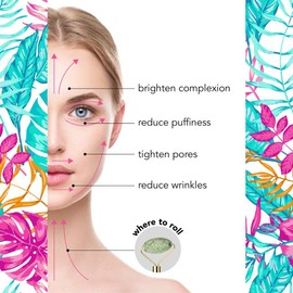 Jade Face Roller with Eye roller for puffy eyes and Gua Sha Facial Tool plus Vitamin C Serum with Hyaluronic Acid for Acne Treatment and Dark Spots