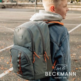 Beckmann Sport Junior Green Orange Ergonomic School Backpack with Laptop Compartment, gray