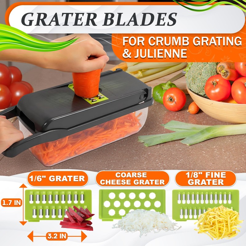 14-in-1 Vegetable Chopper with Container – Veggie Chopper with Container