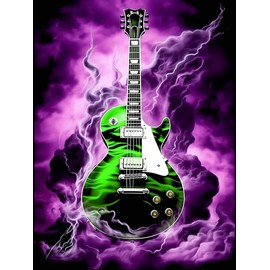 MaiYiYi Lightning Guitar Diamond Painting by Numbers, 5D Full Round Drill Guitar Crystal Diamond Painting Set, Cloud Guitar Diamond Painting for Adult Home Wall Art Decor (30X40 CM)