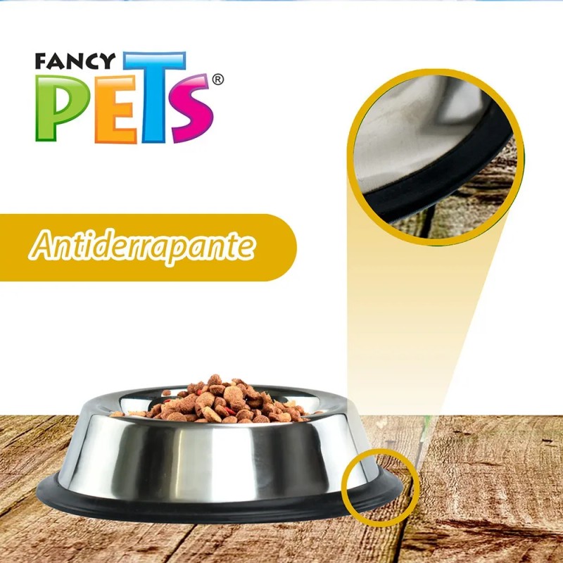 Plato De Acero Inoxidable Perro 8oz Fancy Antiderrapante