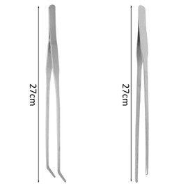 Professional Stainless Steel Tweezers, Precision Curved Serrated Tweezers, Elbow and Straight Head 27 cm Tweezers, Suitable for Food Cooking, Industrial Work and Animal Feeding.
