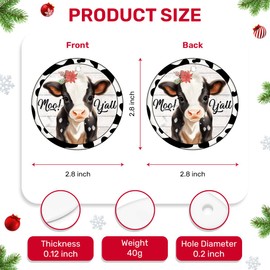 365Rustic 2 Side Printed Cute Cow Christmas Ornaments 2024, Keepsake for Women, Men and Friends, Farmhouse Ornament Christmas Decoration for Tree, Christmas Tree Decorations