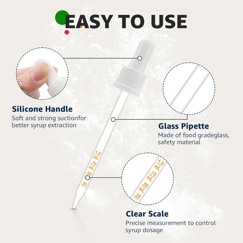 Glass Dropper Pipettes Compatible with SodaStream Bubly Bubbly Drops Flavors