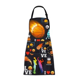 CMNIM Basketball Apron Basketball Cooking Apron Basketball Gifts for Basketball Lovers Apron With Pocket Basketball Mom Gifts (Basketball Apron)