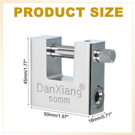 PATIKIL D-Shaped Padlocks 50mm(2"), Stainless Steel High Security Padlock with Keys Heavy Lock Keyed Different for Containers Warehouse Garage Door Shed Shutter Gate