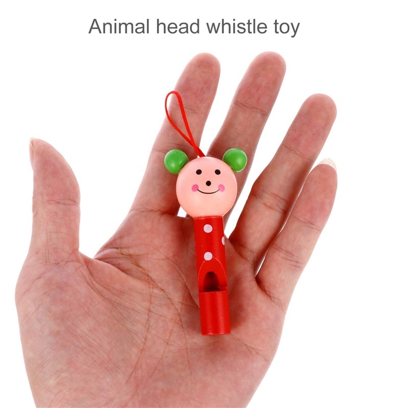 Animal Wooden Whistle, 10Pcs Lovely Whistle Educational Tool, Musical for