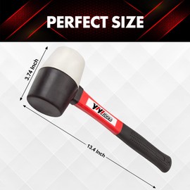 YIYITOOLS Rubber Hammer, 16oz rubber mallet With fiberglass Handle,black and white