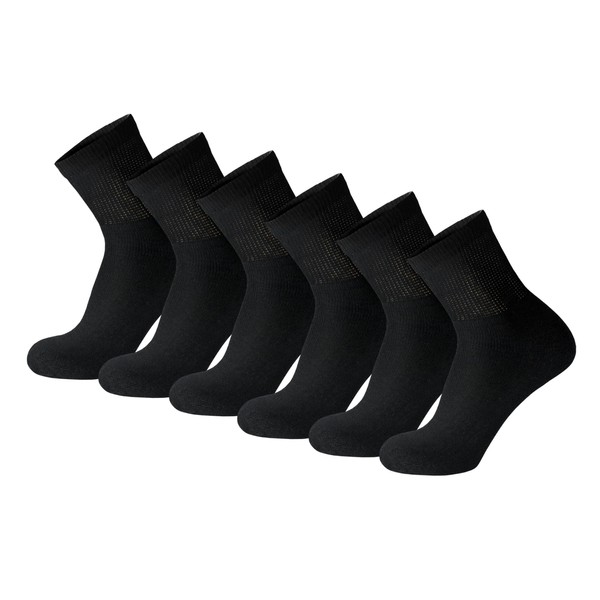 Paquete de 6 calcetines deportivos deportivos para hombre de tamaño pequeño (negro, 9-11)