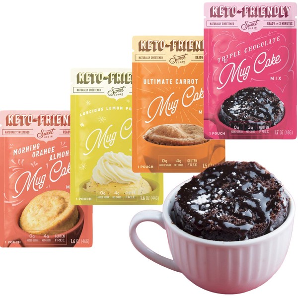 SWEET LOGIC Keto Dessert Mug Cake Mixes - Refined Sugar Free Gluten Free Keto Snack - 4 Keto Mug Cake Mixes - Variety Pack - Diabetic Friendly Keto Sweets and Treats