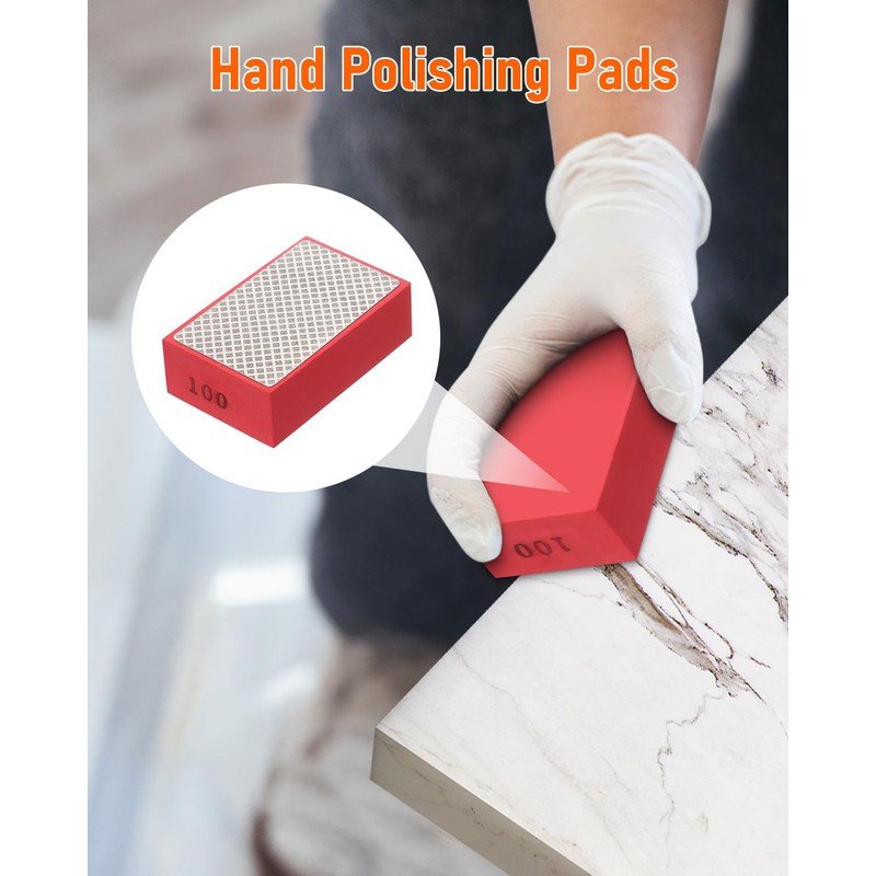 ZORUNNA 6 Pack Diamond Hand Polishing Pads, Diamond Sanding Pads