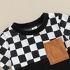 Toddler Baby Boy Girl Checkerboard Clothes Block Color Casual T-Shirt