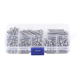 Tornillos de cabeza hueca hexagonal, 160 piezas rosca métrica M3 6 mm 8 mm 10 mm 12 mm 16 mm 20 mm 25 mm 30 mm Cabeza de casquillo hexagonal SS304 Tornillos de acero inoxidable Pernos, con caja de plá
